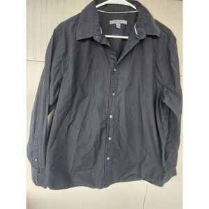Old Navy Men's Large L Black Long Sleeve Button Down Shirt 100% Cotton Collared